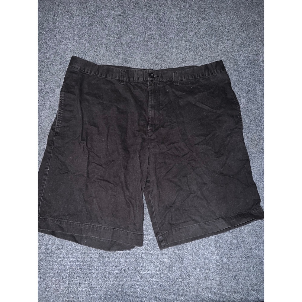 Merona Mens Black Cotton Chino Shorts Size 42 Casual Flat Front